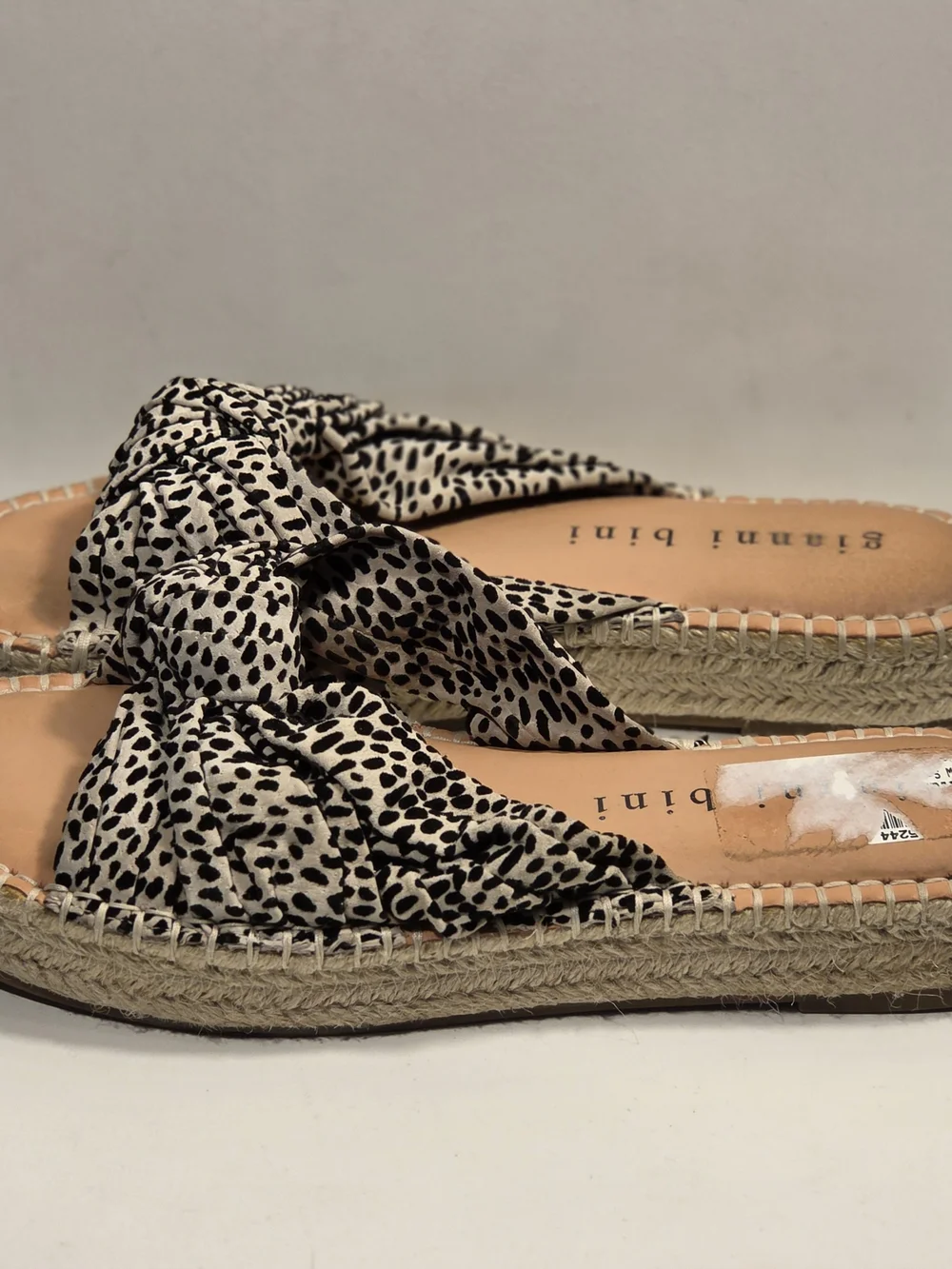 Gianni Bini Ivory Black Spot Knot Espadrille Slide
